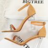 Fashion Pointed Sequined Chunky High Heel Sandal - Image 7