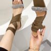 New Square Toe Rhinestone Roman Style Sandals - Image 8