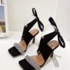 New Square Toe Rhinestone Roman Style Sandals - Image 6