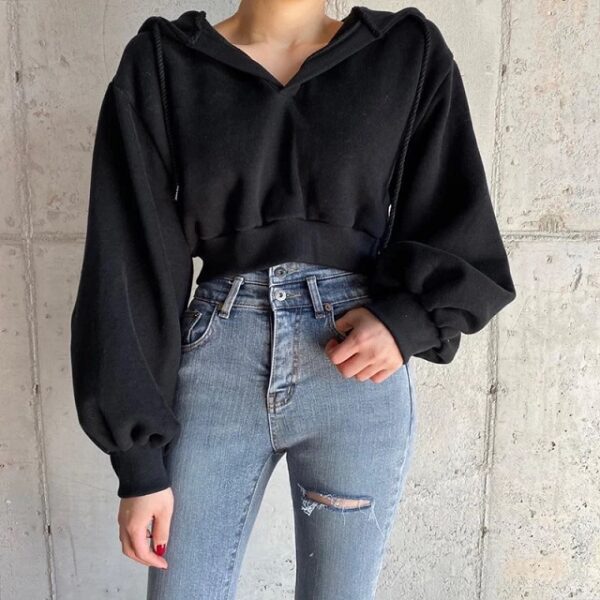 Casual Pullovers Cropped Hoodies Long Sleeve Sweatshirt Gothic Jacket Top - Image 2