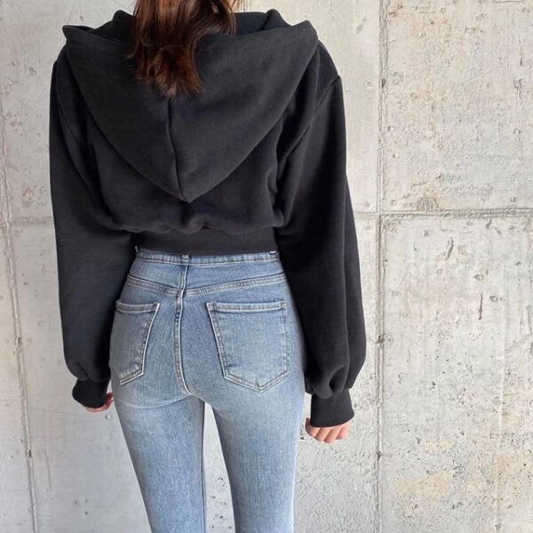 Casual Pullovers Cropped Hoodies Long Sleeve Sweatshirt Gothic Jacket Top - Image 4