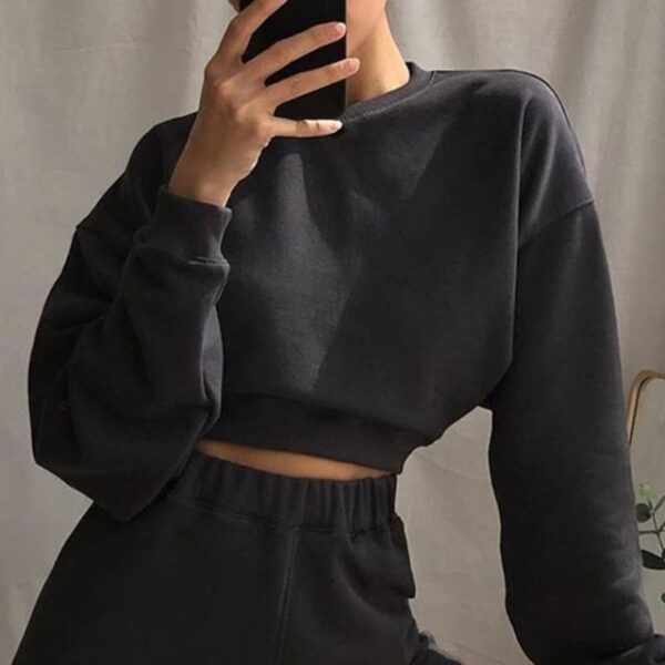 Crop Top Hoodies Sweatshirt Drop-shoulder Crop Top Clothes