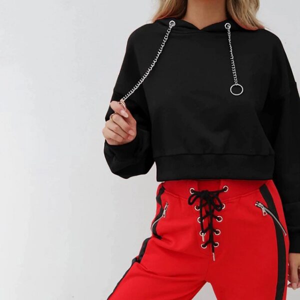 Crop Top Sexy Hoodies Sweatshirts Casual Fashion Punk Clothing - Image 2