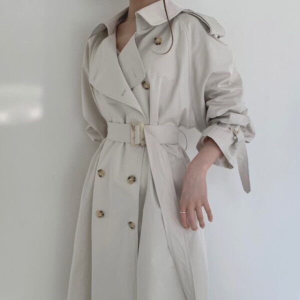 Long Trench Coat Loose Open Fork Fashion Slim High Waist Windbreakers