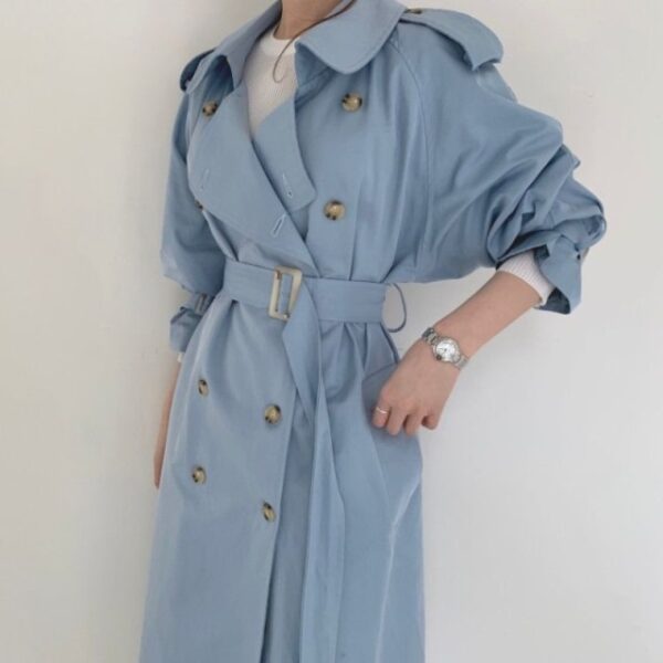 Long Trench Coat Loose Open Fork Fashion Slim High Waist Windbreakers - Image 5