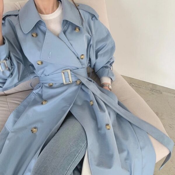 Long Trench Coat Loose Open Fork Fashion Slim High Waist Windbreakers - Image 6