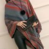 Jewel Neck Layered Fringe Cape
