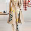 Two Piece Sets Piping Overcoat Long Sleeves Stretch Outfit