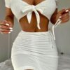 Dress Bateau Neck Polyester Beach Dress - Image 2