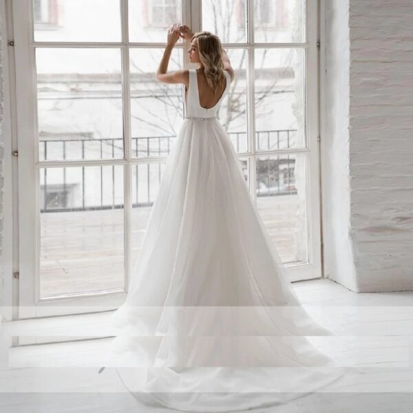 Sexy Backless Chic Bride Gown A Line Wedding Dresses - Image 2