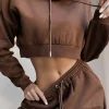 Two Piece Sets Hooded Drawstring Casual Overcoat Outfit - Image 2