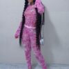 Two Piece Sets Polyester Printed Zipper Casual Pants Outfit - Image 2