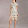 Sequined Solid Sleeveless Halloween Flapper Dress