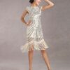 Sequined Solid Sleeveless Halloween Flapper Dress - Image 5