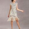 Sequined Solid Sleeveless Halloween Flapper Dress - Image 4
