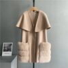High-Quality Cashmere Blend Cloak Shawl Patchwork Coat - Image 11