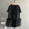 High-Quality Cashmere Blend Cloak Shawl Patchwork Coat - Image 12