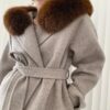 Natural Fox Fur Collar Cuffs Hood Jacket - Image 3