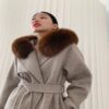 Natural Fox Fur Collar Cuffs Hood Jacket - Image 5
