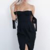 Sweet Solid Color Sleeveless Side-slit Bandage Slip Dress - Image 4