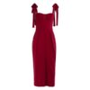 Sweet Solid Color Sleeveless Side-slit Bandage Slip Dress - Image 2