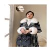 Classic Retro Long Houndstooth Tweed Wool Jacket - Image 2