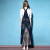 Denim And Gauze Suspenders Beaded Embroidery Dress - Image 2