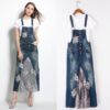 Denim And Gauze Suspenders Beaded Embroidery Dress - Image 3