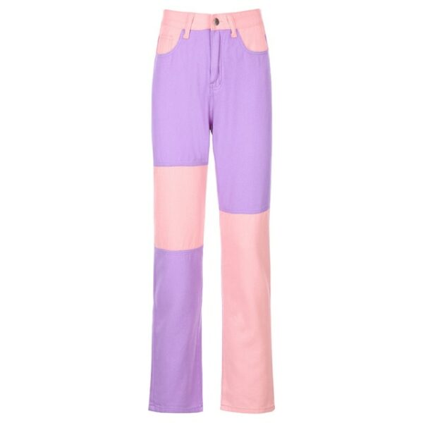 Casual Patchwork Streetwear Wide Leg Pants - Image 3