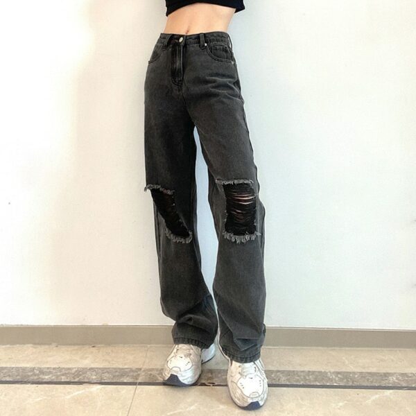 Casual Wide Leg High Waist Streetwear Loose Jeans - Image 3