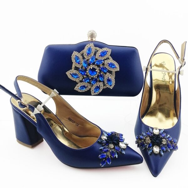 Italian Design Decorated With Rhinestone Party Shoes and Bag Set