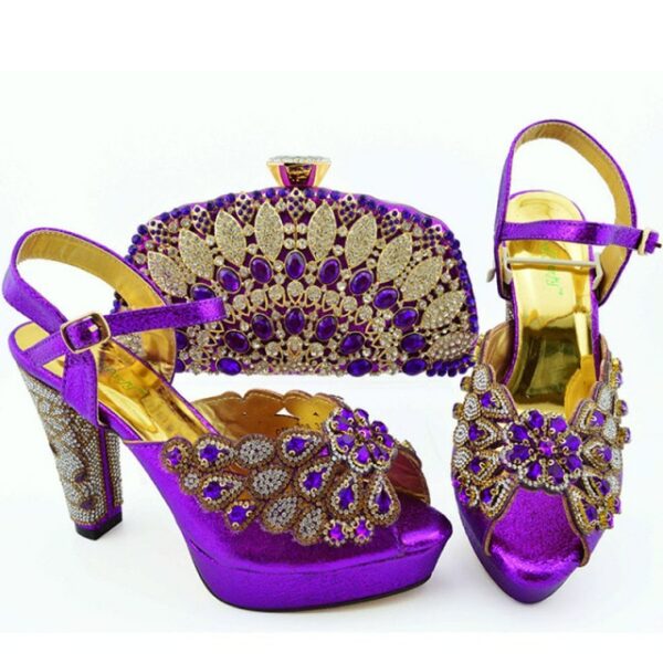 Italian Design Fashion Crystal Style Party  Shoes and Bag Set - Image 3