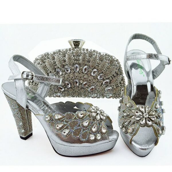 Italian Design Fashion Crystal Style Party  Shoes and Bag Set - Image 4