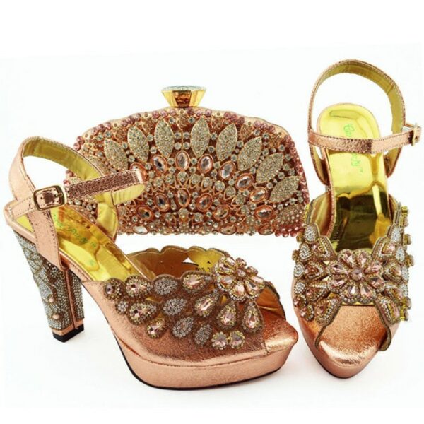 Italian Design Fashion Crystal Style Party  Shoes and Bag Set - Image 5