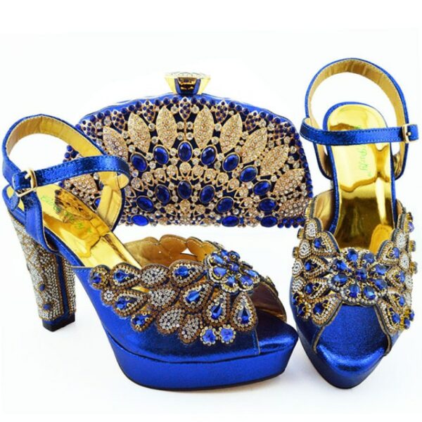 Italian Design Fashion Crystal Style Party  Shoes and Bag Set - Image 6