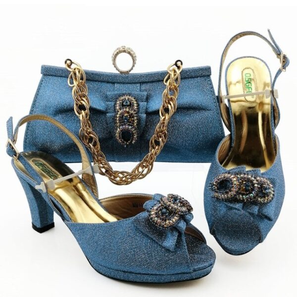 Italian design High Heel Shoes with Matching Bags Set - Image 2