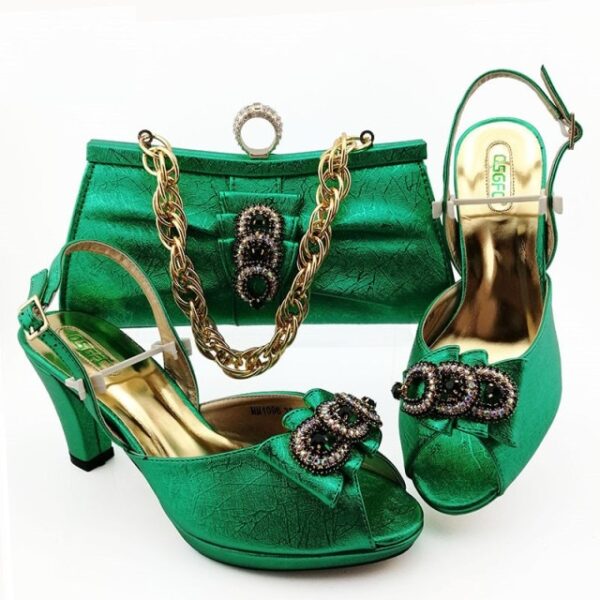 Italian design High Heel Shoes with Matching Bags Set - Image 3