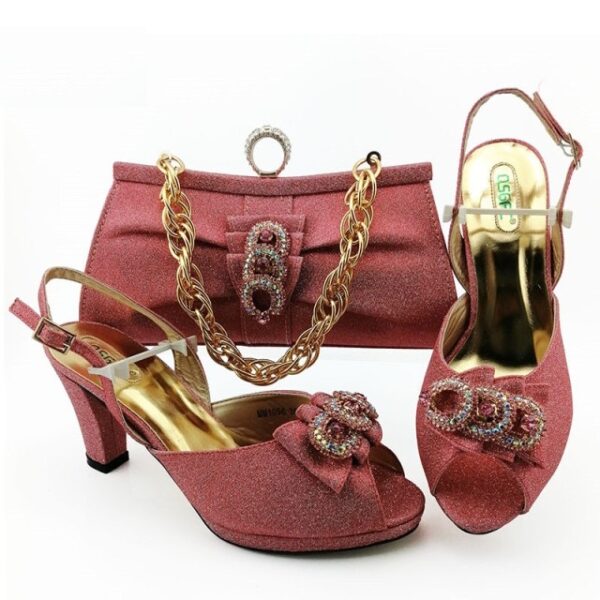 Italian design High Heel Shoes with Matching Bags Set - Image 4