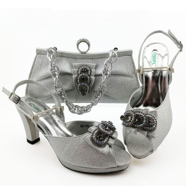 Italian design High Heel Shoes with Matching Bags Set - Image 5