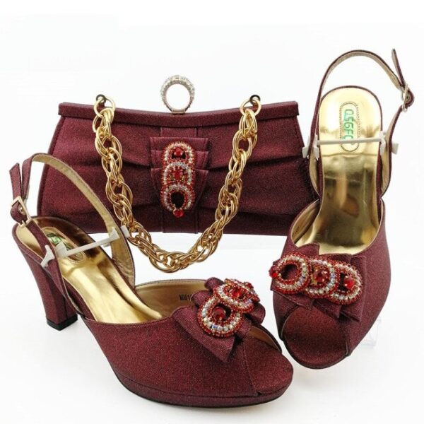 Italian design High Heel Shoes with Matching Bags Set - Image 7