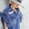 Mesh Patchwork With Button Denim Jacket