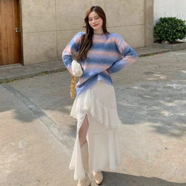 O-Neck Long Sleeve Loose Mid-Length Sweater