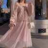 Sexy Off Shoulder Lantern Sleeve Sweater - Image 4