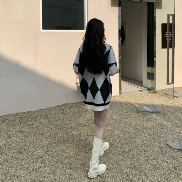 V-Neck Long Sleeve Mid-Length Sweater - Image 6