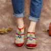 Ethnic Style Stitching Embossed Beading Floral Chunky Heel Pumps - Image 2