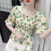 Casual Puff Sleeve Printed Corset Blouse - Image 4