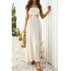 Elegant Backless Waist Hollow Out Casual Maxi Dress