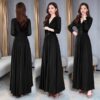 Elegant High Quality V-Neck Slim Long Sleeve Long Dresses