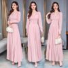 Elegant High Quality V-Neck Slim Long Sleeve Long Dresses - Image 2