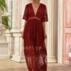 Embroidery Lace long Tunic Beach Maxi Dress